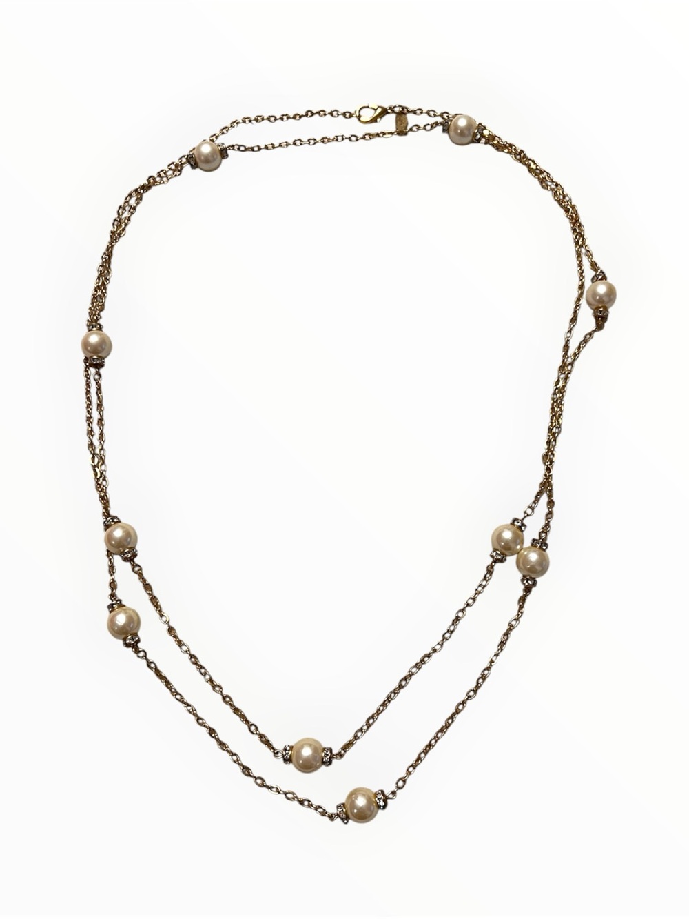 Joan Rivers Gold Tone Pearl Station Long Necklace